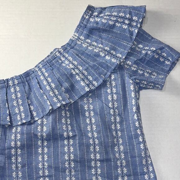 NWT Splendid one shoulder Ruffle top women’s size XS Blue and white - Picture 15 of 16